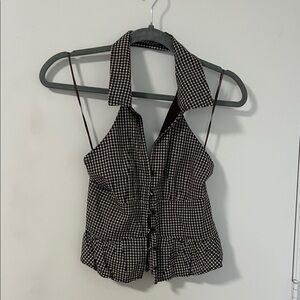 Hollister brown Gingham Top